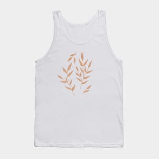 Minimalist Leaves on Taupe Tank Top